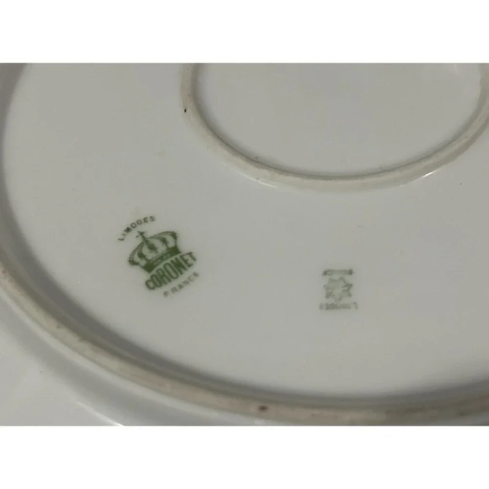 2PC Antique Limoges Coronet Porcelain Plate Royal‎ Bayneuth Creamer Pitcher Gold